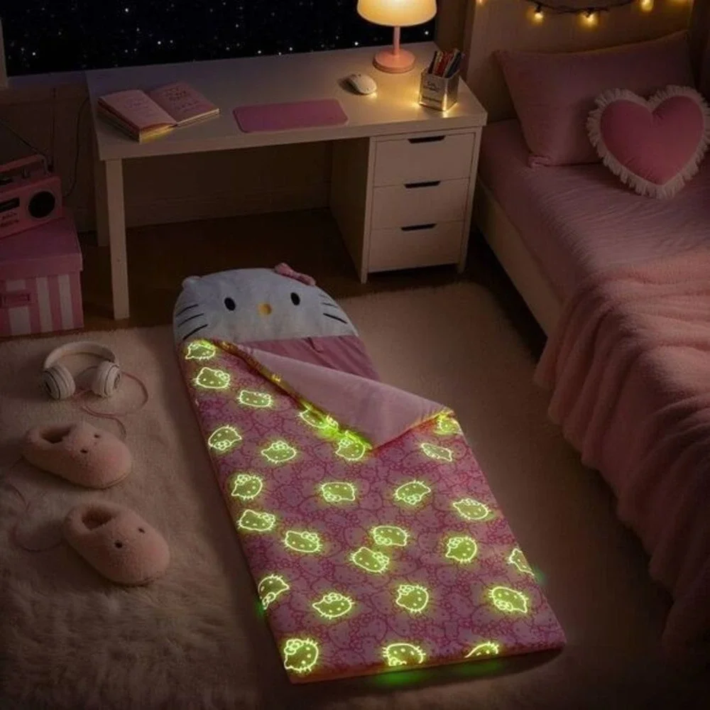 Hello Kitty Glow in the Dark Slumber Bag Pink NEW